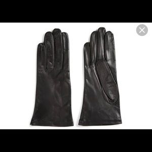 Holt Renfrew Brand Leather Silk Gloves